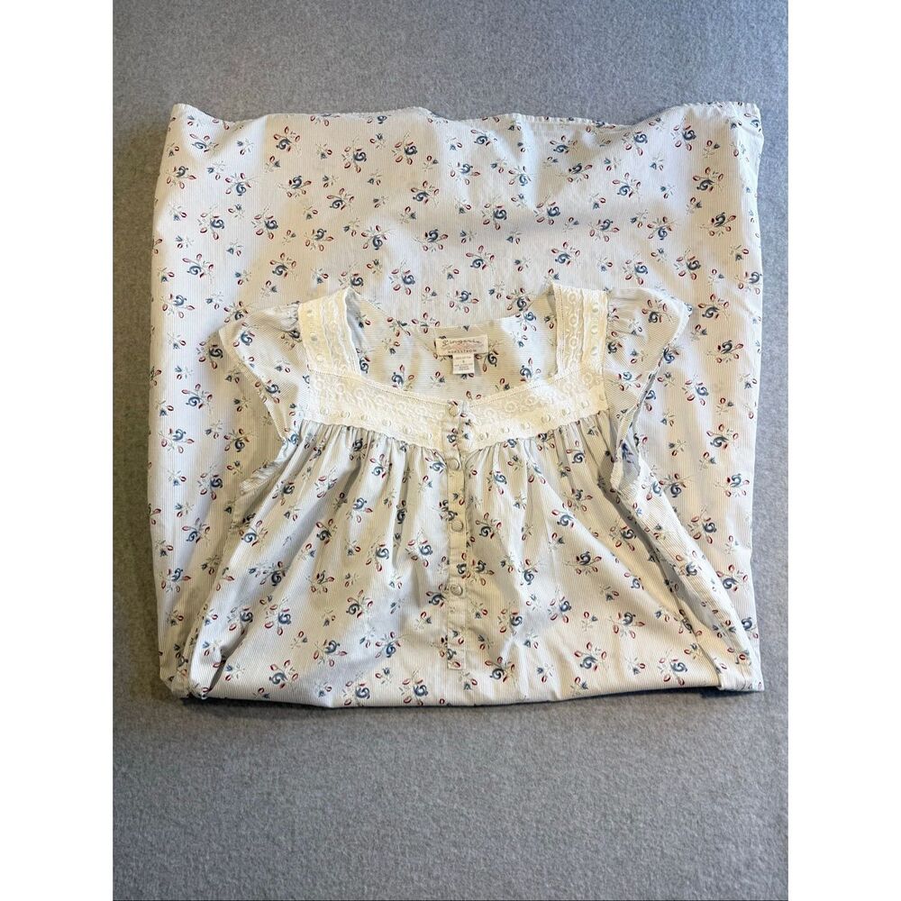 vtg Lingerie Nordstrom cotton cottagecore floral lace embroidered nightgown S